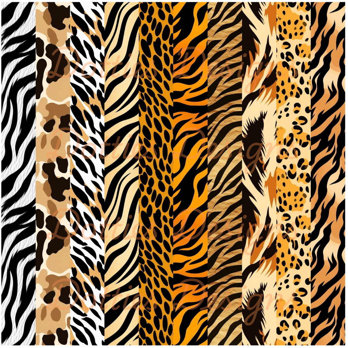Orange Animal Print Washi/Stripe Vinyl