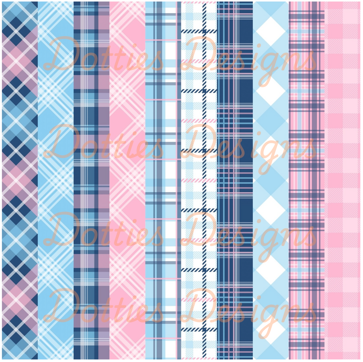 Navy & Pink Plaid Washi/Stripe Vinyl