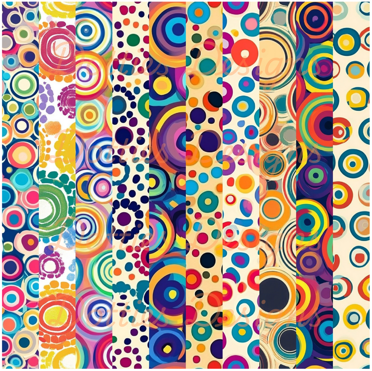 Retro Circles Washi/Stripe Vinyl