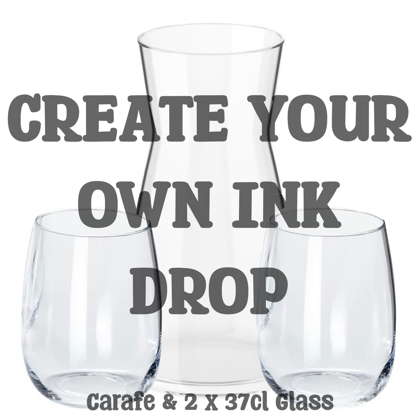 Create your own Ink Drop Carafe & 2 x 37cl Glasses