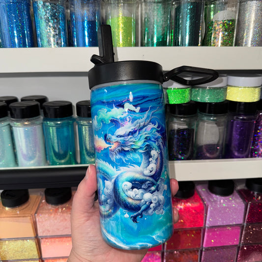 £1 Waffle - 15oz Blue Swirl with Dragon Decal