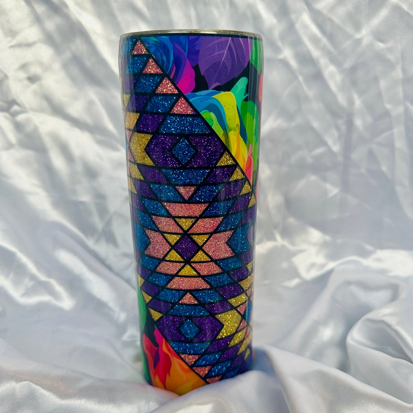 South Western Swirl Stainless Steel Skinny Glitter Epoxy Tumbler