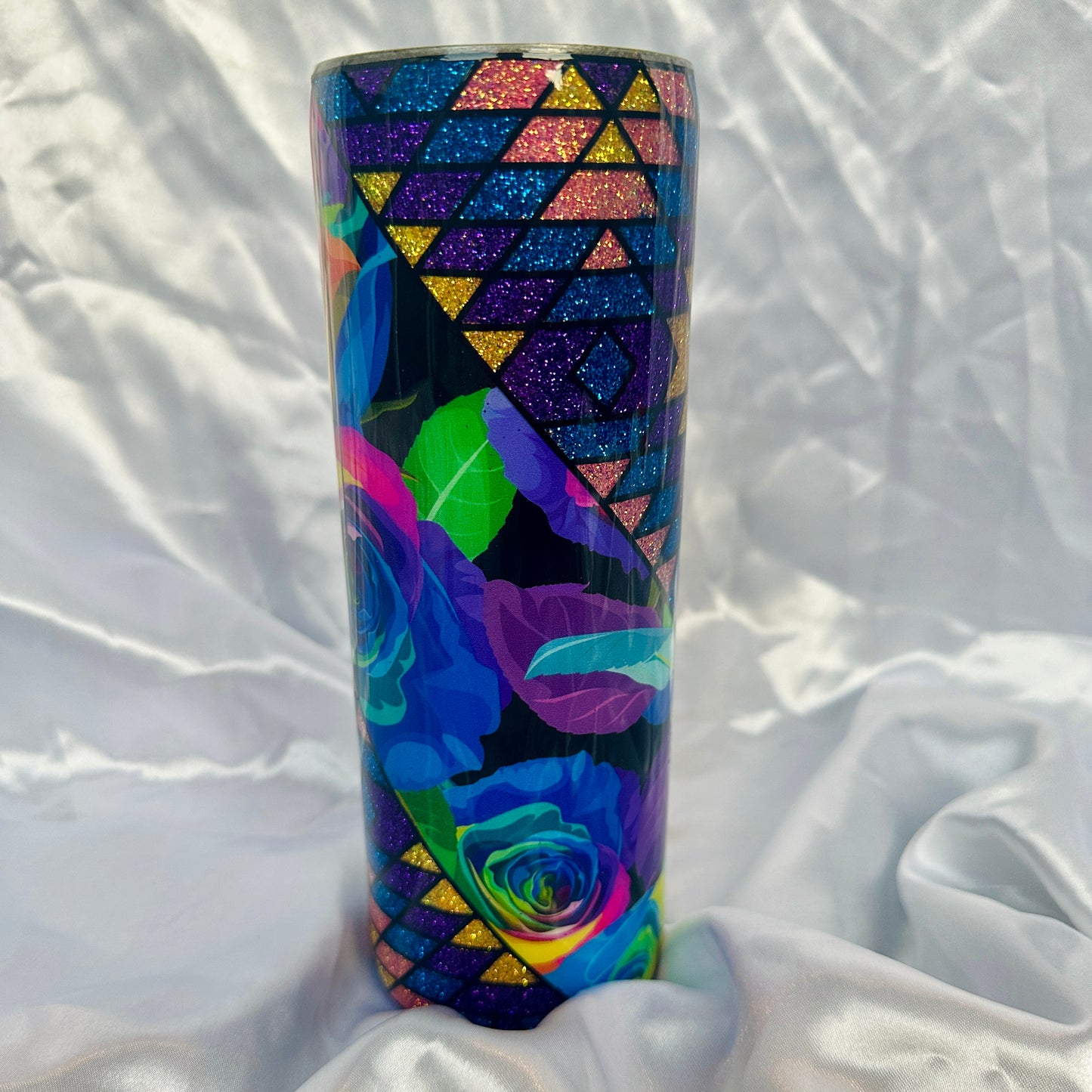 South Western Swirl Stainless Steel Skinny Glitter Epoxy Tumbler