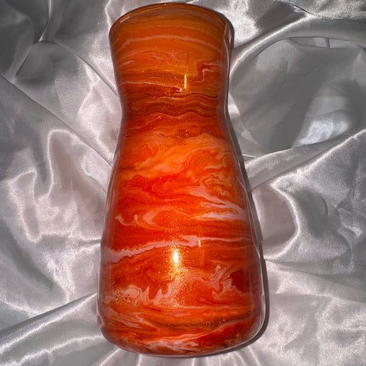 RTS Small Vase - Orange/Gold/White Swirl