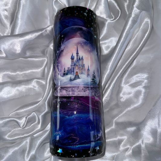 Purple and Blue on Silver Star Foil Base with Snowglobe Decal 20oz Stainless Steel Tumbler (Copy)