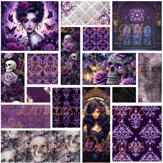 Purple Gothic Lady & Skulls/Element Sheet