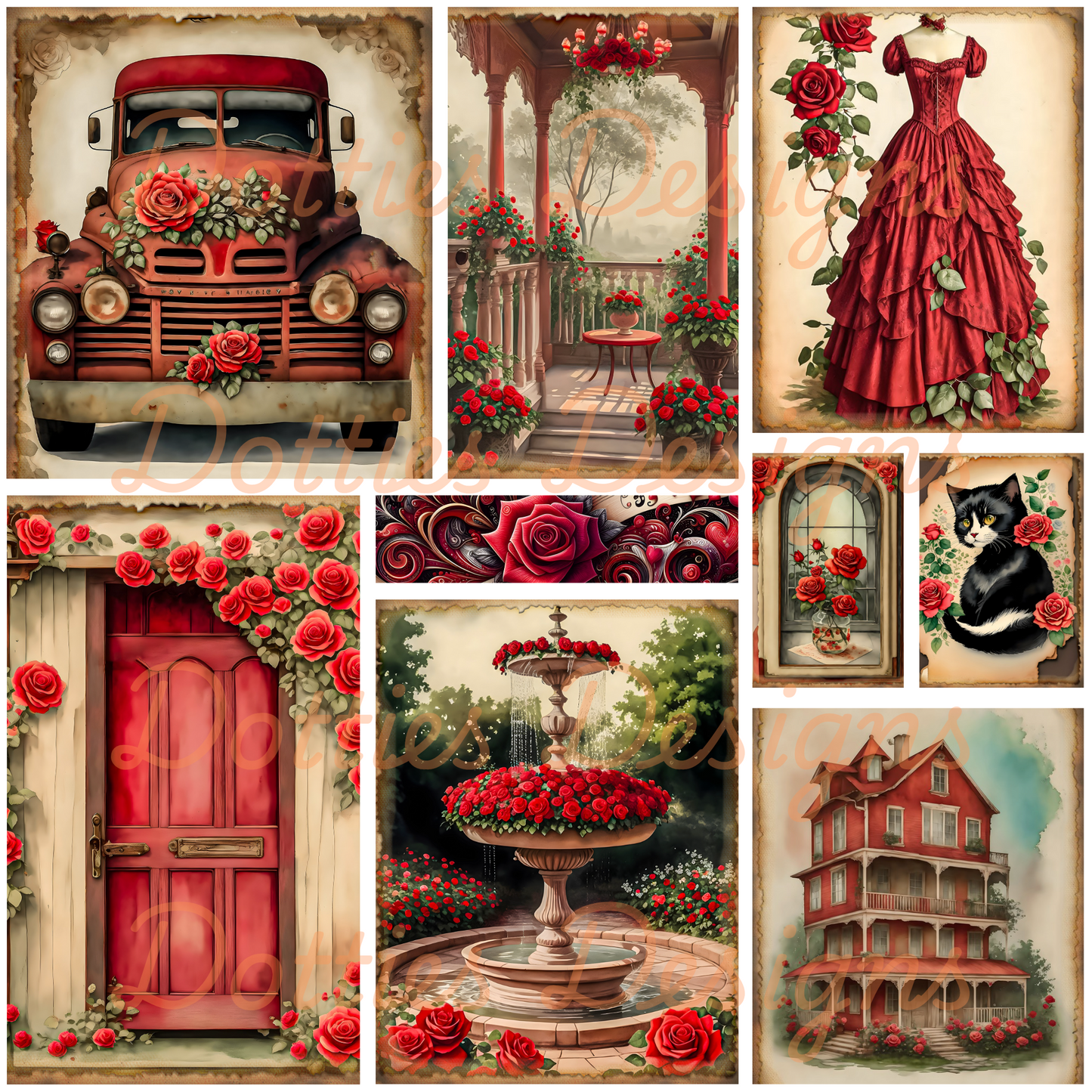 Victorian Red Rose/Element Sheet