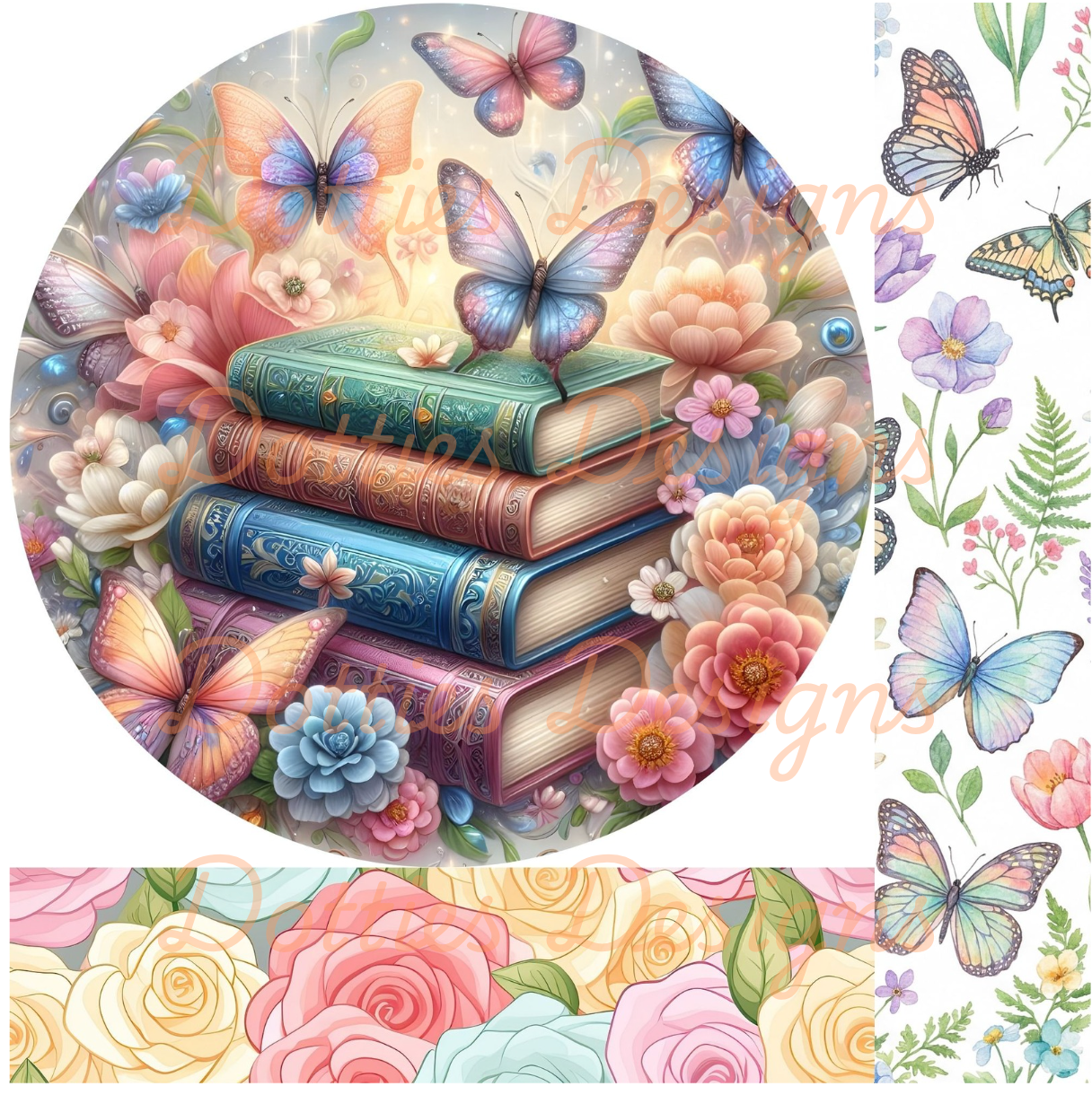 10"x 10" Books & Butterflies Mixed Media Circle