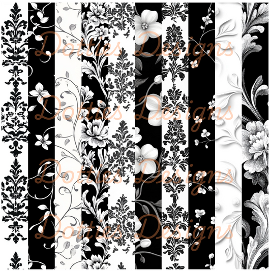 Black & White Washi/Stripe Vinyl