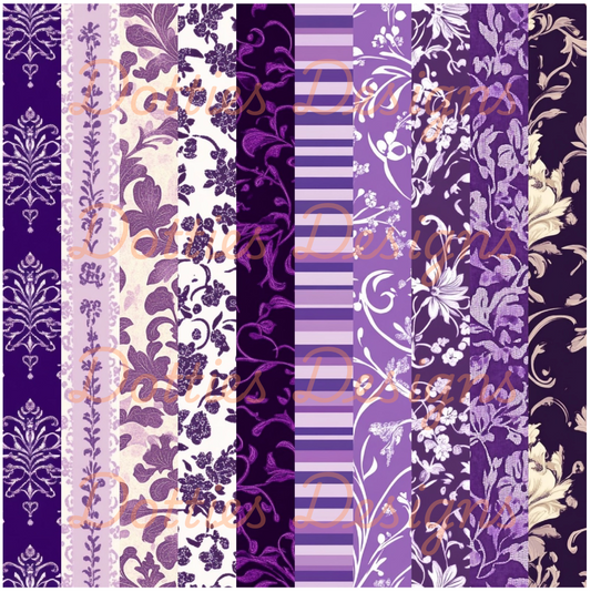 Purple Damask Washi/Stripe Vinyl