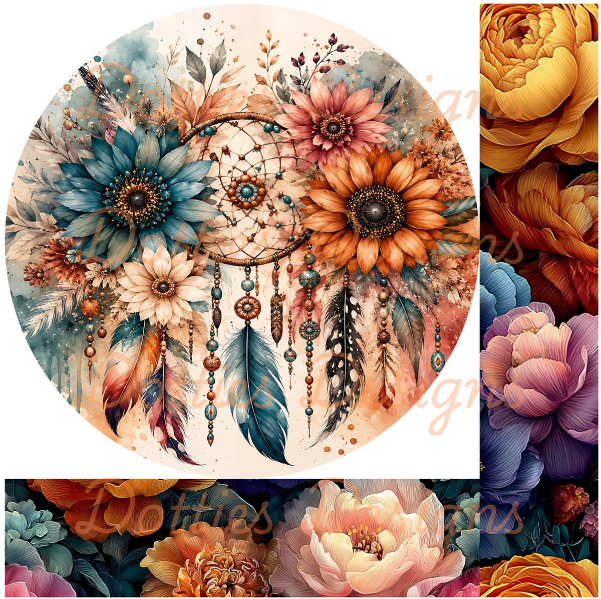 10"x 10" Boho Dreamcatcher Mixed Media Circle