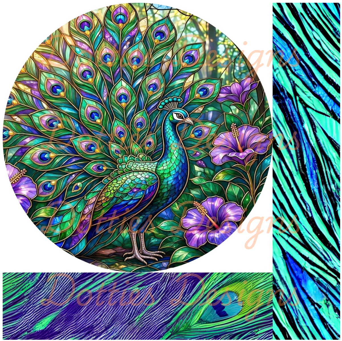 10"x 10" Peacock Mixed Media Circle