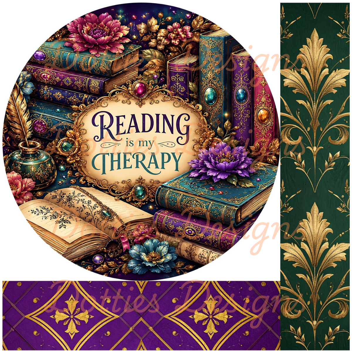 10"x 10" Reading is my Therapy Mixed Media Circle