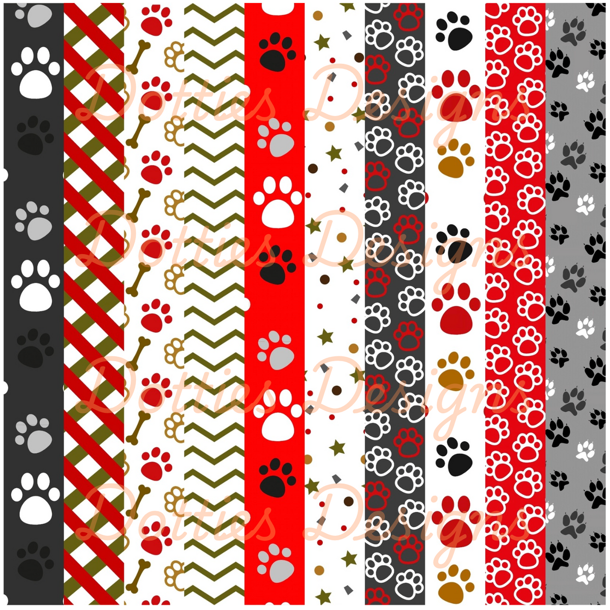 Dog Paw Washi/Stripe Vinyl