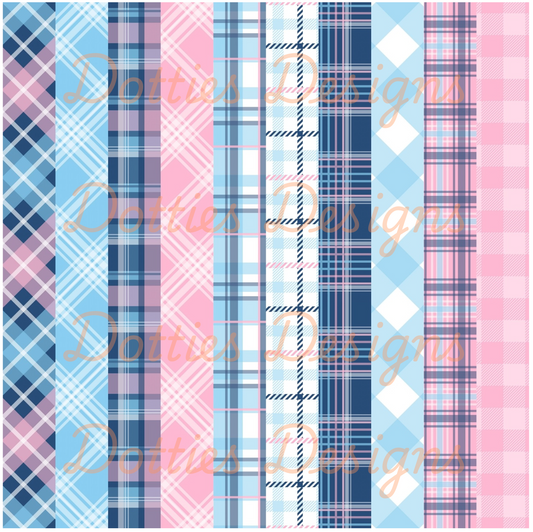 Navy & Pink Plaid Washi/Stripe Vinyl