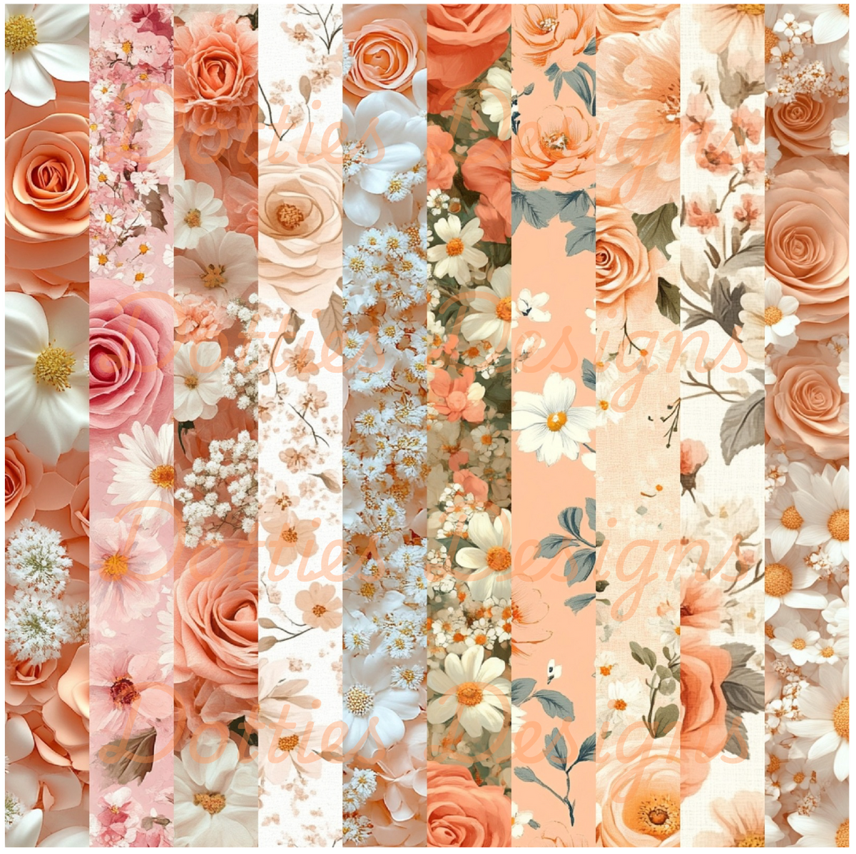Peach Rose & Daisy Washi/Stripe Vinyl