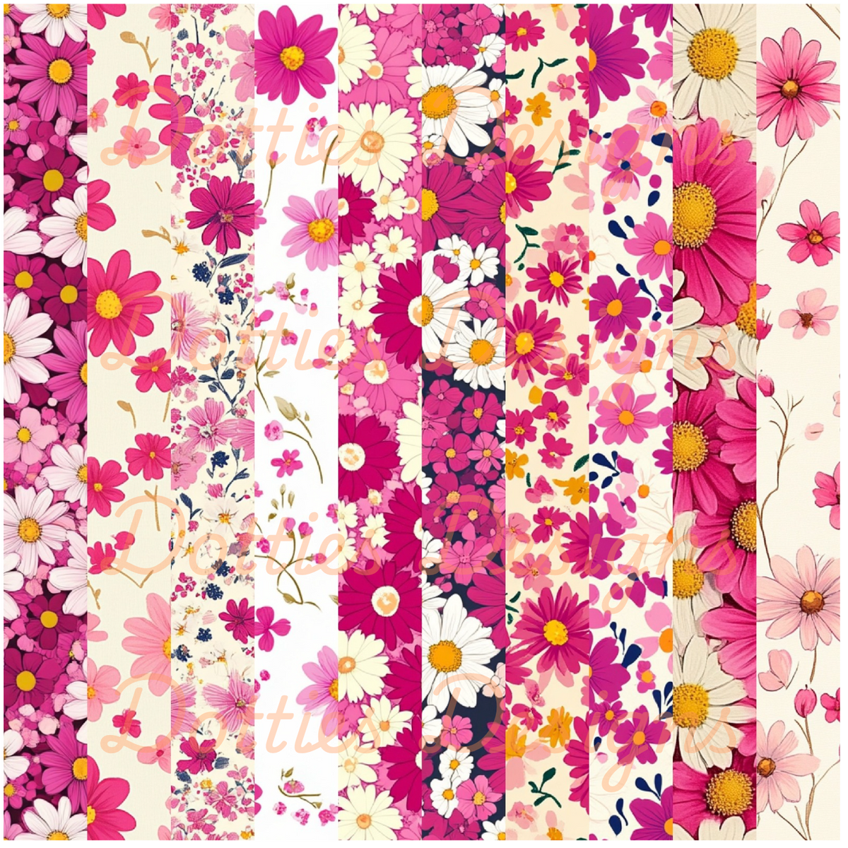 Pink Floral Washi/Stripe Vinyl