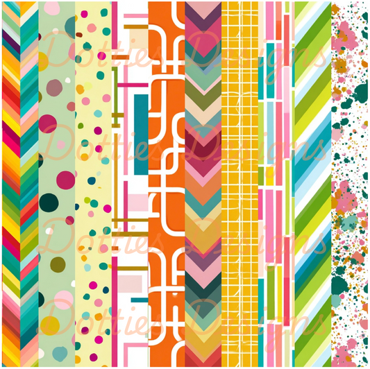 Retro Geometric Washi/Stripe Vinyl