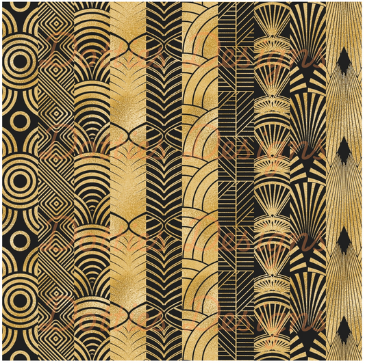 Art Deco Black & Gold/Stripe Vinyl