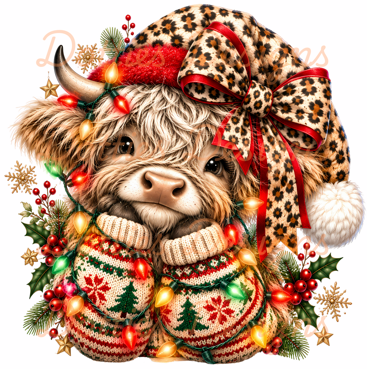 Christmas Highland Cow - DTF (Only)