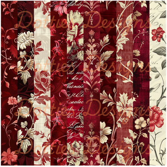 Burgundy Floral Washi/Stripe Vinyl