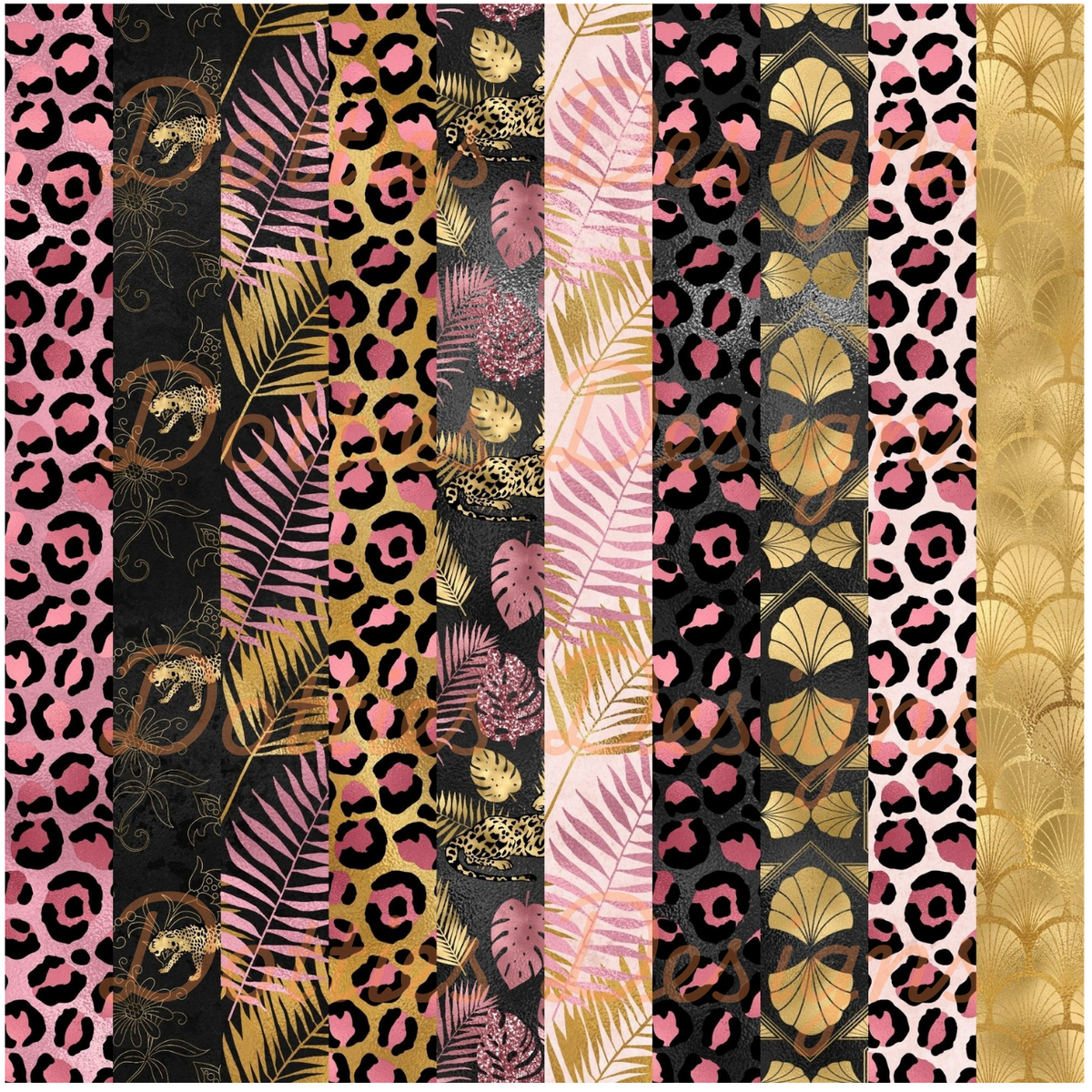 Pink & Gold Leopard Washi/Stripe Vinyl