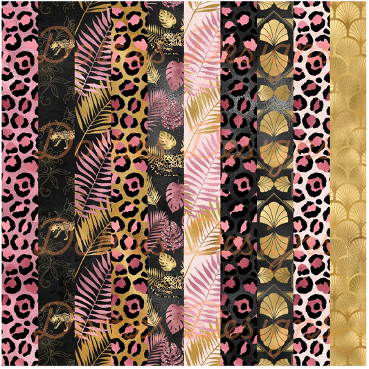 Pink & Gold Leopard Washi/Stripe Vinyl
