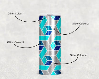 20oz Stainless Steel Skinny Glitter Geometric Epoxy Tumbler