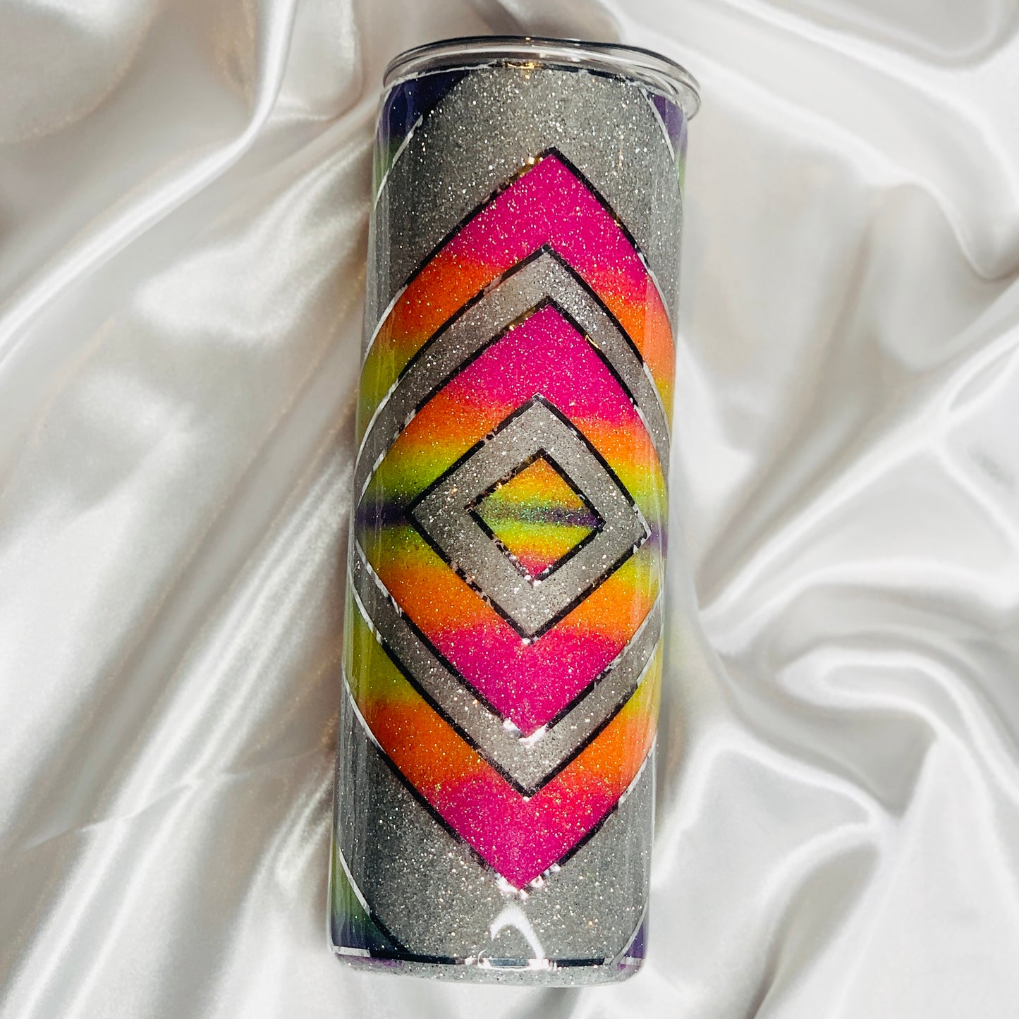 Rainbow 20oz Stainless Steel Skinny Glitter Boujee X Epoxy Tumbler