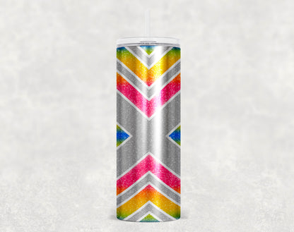 Rainbow 20oz Stainless Steel Skinny Glitter Boujee X Epoxy Tumbler