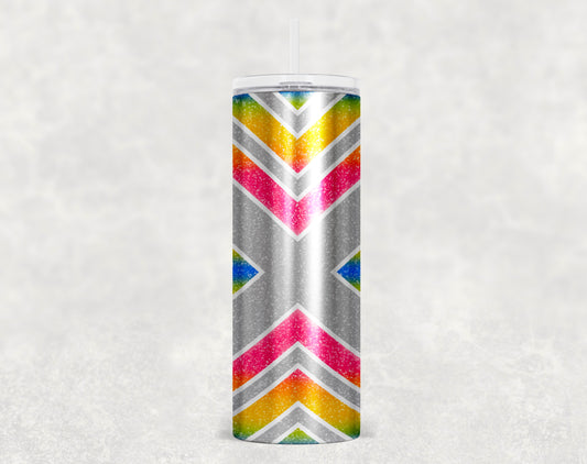 Rainbow 20oz Stainless Steel Skinny Glitter Boujee X Epoxy Tumbler