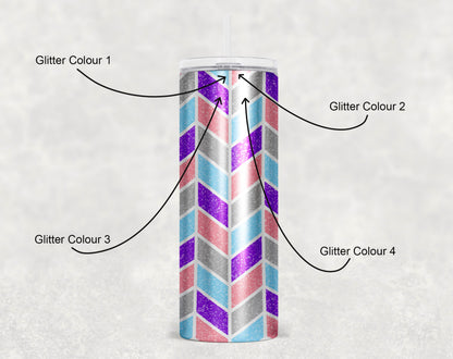 Stainless Steel Skinny Glitter Chevron Tangram Epoxy Tumbler